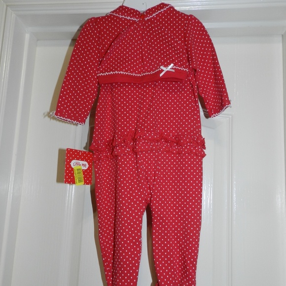 Little Me Baby Girls My First Christmas Set Footed Sleeper & Hat - Picture 4 of 9